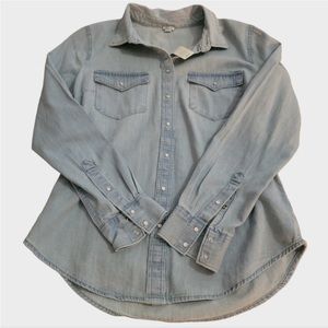 Aerie Denim Western Style Oversized Boyfriend Shirt